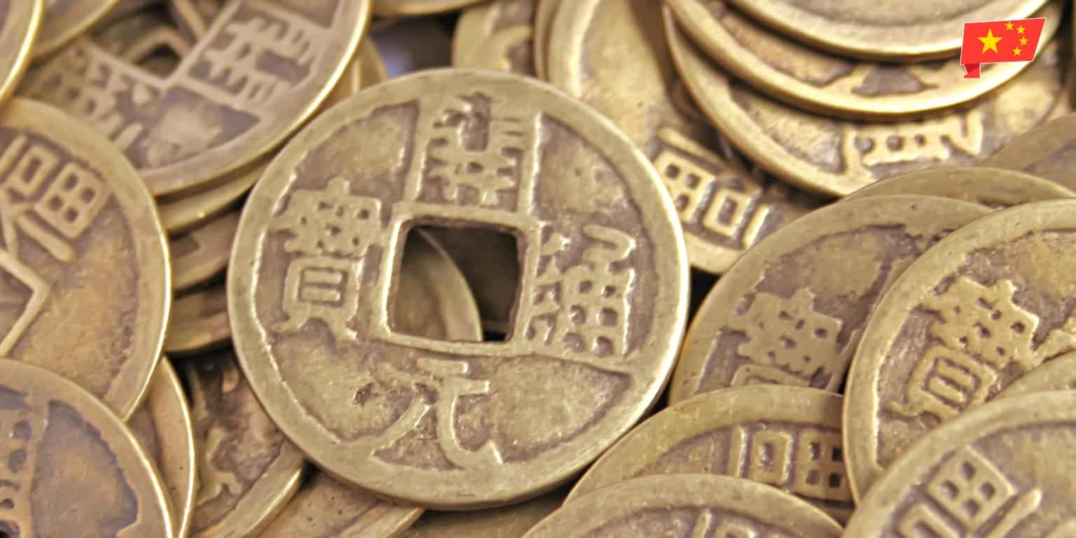 De Chinese munt afgebeeld
