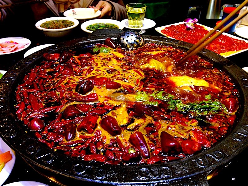 Sichuanese hot pot - enorm pittig gerecht